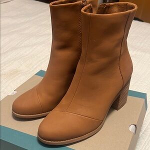 Toms Tan Heeled Boots with Suede Finish